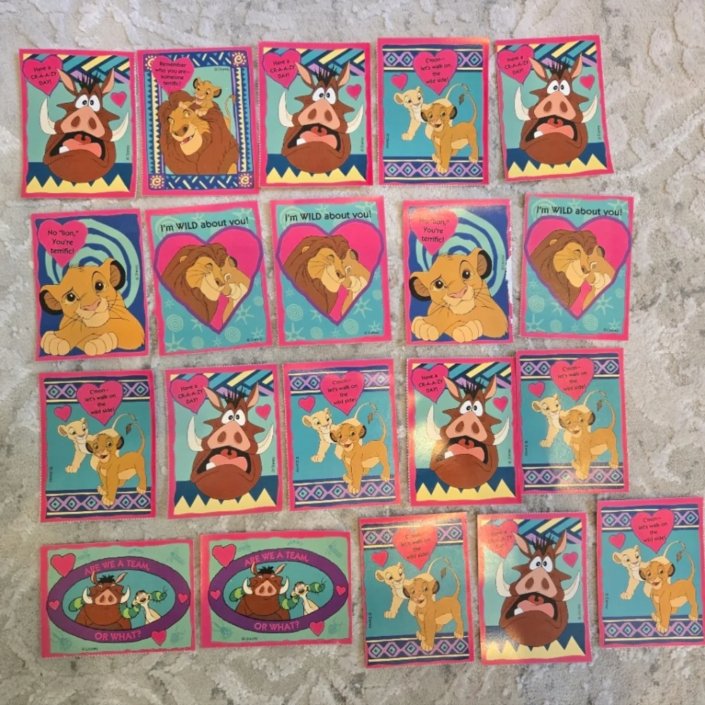 20 Vintage 1990s Lion King Valentine's Day Cards With Original Box